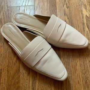 Ann Taylor Winter White Penny Loafer Leather Mules, 9.5